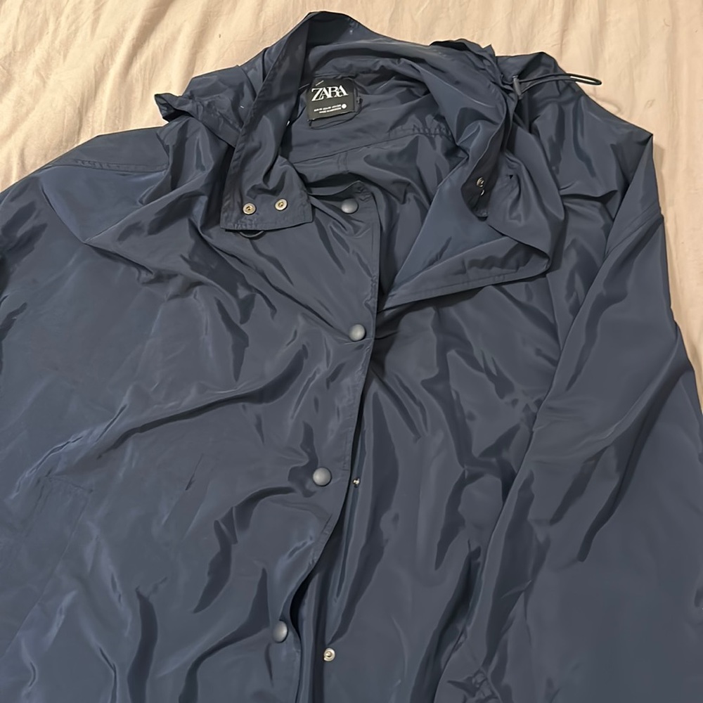 ZARA navy blue hooded windbreaker jacket sweater NEW Blogger favorite
